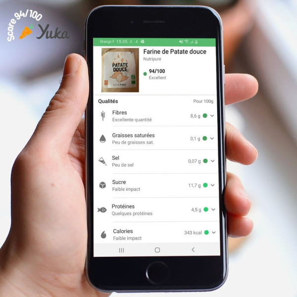 farine de patate douce Yuka score 100